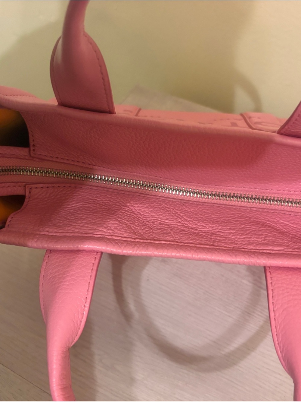 Marc Jacobs Pink Leather 'The Tote Bag' with Bold Logo - Picture 3 of 3